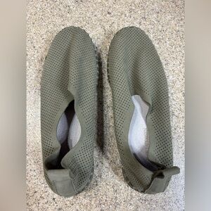 Ilse Jacobsen Khaki Perforated Slip-Ons